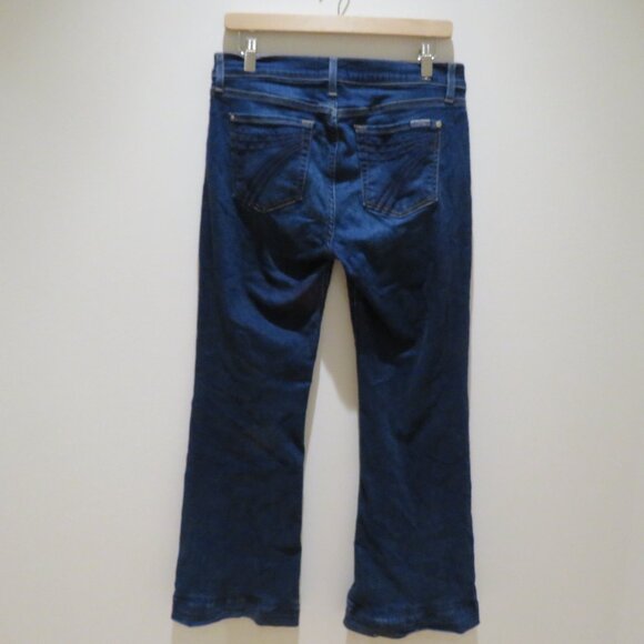 7 FOR ALL MANKIND Dojo Moreno Wide Leg Flare Jeans in Blue Denim Retro - Size 32 - Picture 8 of 14